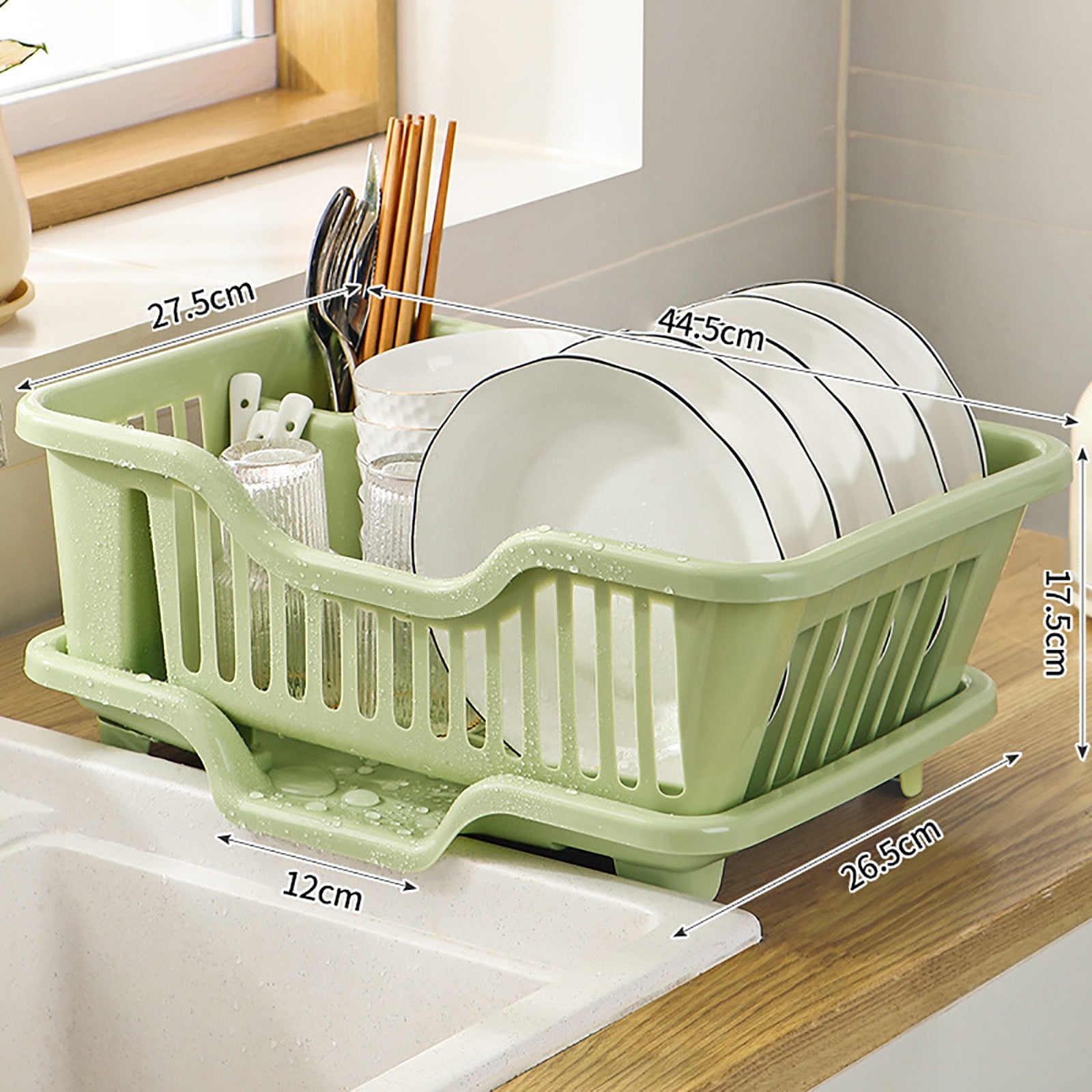 AYktou Dish Drying Rack,Dish Racks for Kitchen Counter,Mini Dish Rack with Drainboard,Dish Drainer & Tray Kitchen Sink Organizer for Small Spaces,Apartments,Boats,and More