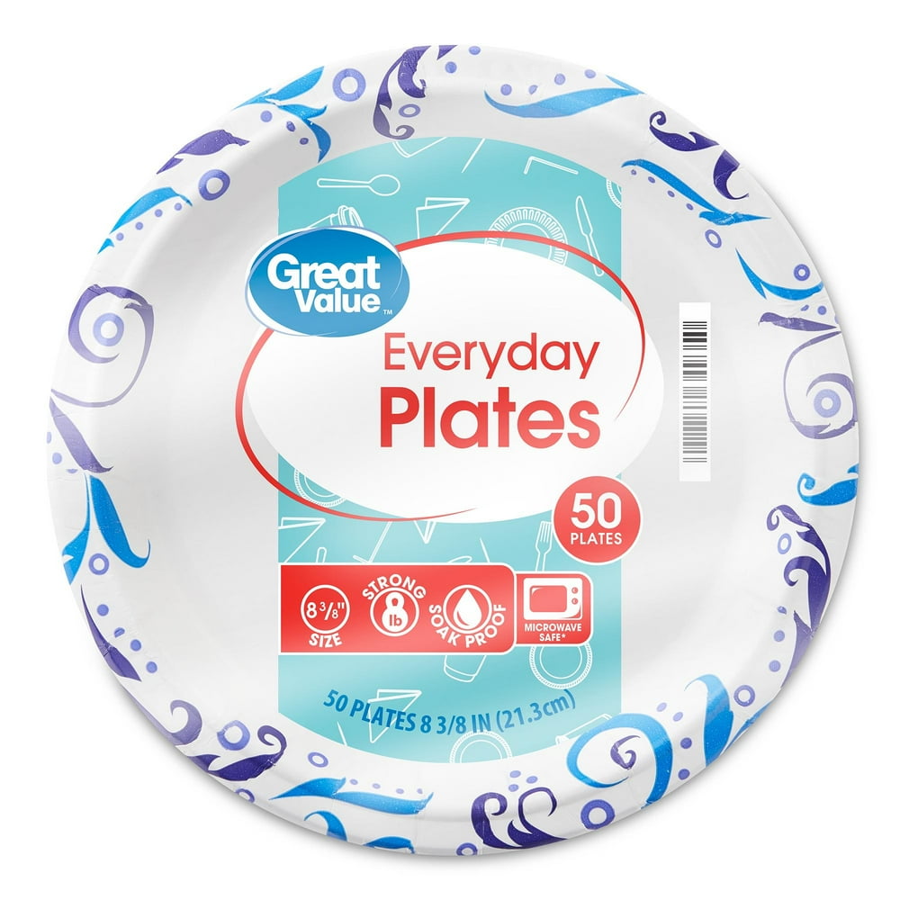 Great Value Everyday Plates, 8 3/8", 50 Count