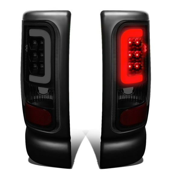 DNA Motoring For 94-02 Dodge Ram 1500 2500 3500 LED C-Tube Tail Light Brake Lamps Pair Smoked