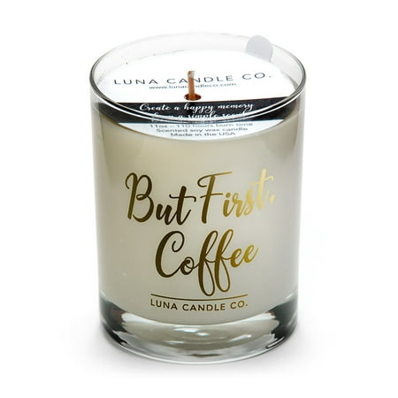 Caramel Coffee Scented Jar Candle, Natural Soy Wax- But First, (Best Coffee Scented Candle)