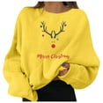 thumbnail image 1 of Aocisk Chandail à Col Rond à Manches Longues pour Femme avec Imprimé Graphique de Noël, Haut Décontracté à Motif Festif Jaune TTG, 1 of 5