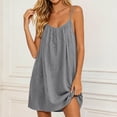 thumbnail image 5 of Backless Cami Dress for Women Linen Open Back House Lounge Loose Dresses Spaghetti Strap Summer Beach Flowy Sundress, 5 of 7