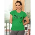thumbnail image 2 of 70 'S Decade Graphic Design Women Kelly Green T-Shirt, Female Small, 2 of 4