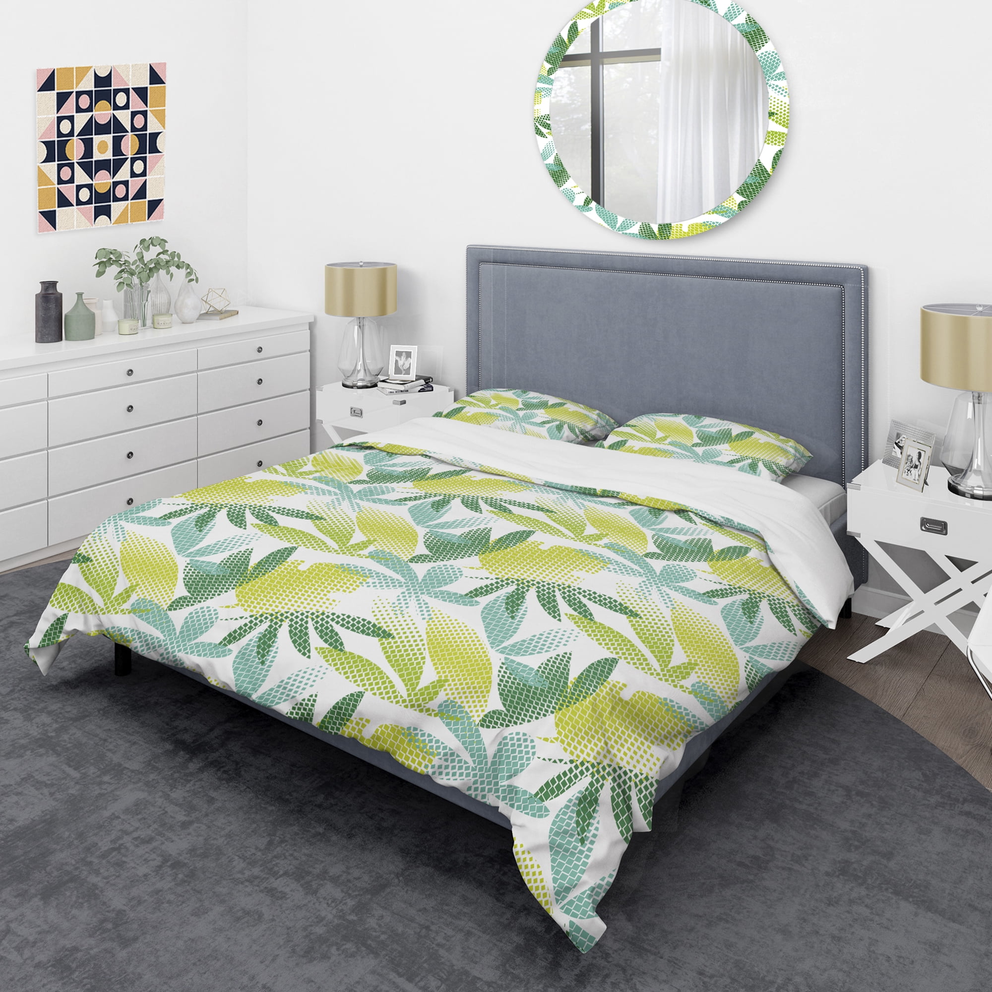 Designart 'Tropical Botanicals III' Mid-Century Modern Duvet Cover Set
