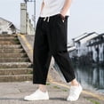 thumbnail image 3 of MIXUE Mens Cargo Pants Solid Color Spring Summer Casual Wild Loose Korean Version Of The Trend Straight Tube Sweatpants for Men Holiday Wear,Black,XXXXXL, 3 of 4