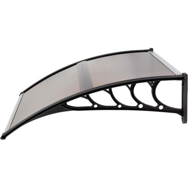 40*38in Window Awning, Front Door Terrace, Outdoor Awning, Polycarbonate Cover, Ultraviolet Rain, Snow and Sun Protection Awning, Plastic Bracket, Sun Panel, Front and Rear Metal Aluminum Strips Brown