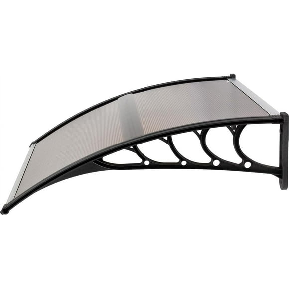 40*38in Window Awning, Front Door Terrace, Outdoor Awning, Polycarbonate Cover, Ultraviolet Rain, Snow and Sun Protection Awning, Plastic Bracket, Sun Panel, Front and Rear Metal Aluminum Strips Brown