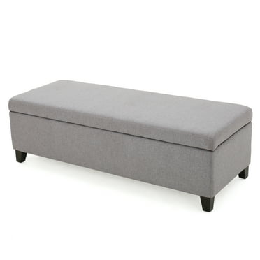GDF Studio Ablo Fabric Storage Ottoman, Light Grey