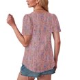 thumbnail image 6 of Pincandy Women's Spring/Summer Printed Round Neck Sleeve Short Sleeve Top Trendy Puff Short Sleeve T Shirts Cute Flowy Pleated Blouses Casual Crewneck Tunics Tee,Watermelon Red,S, 6 of 6