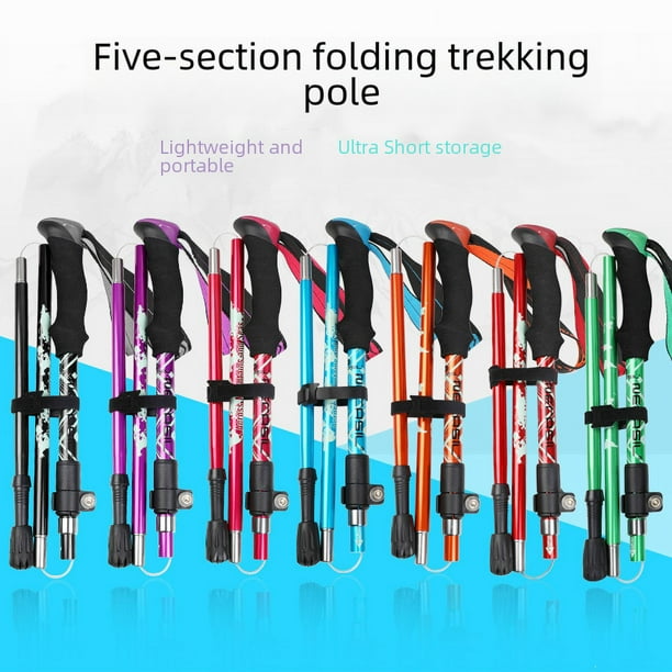 Bastón para senderismo al aire libre, bastón para caminar de campo traviesa, bastón telescópico plegable de aleación de aluminio para senderismo, equipo para exteriores