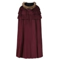 thumbnail image 3 of UTSJKR Unisex Full‑Length Medieval Cloak with Faux Fur Trim Hood and Tiered Shoulder Panels for Renaissance Fantasy Larp Halloween Cosplay Outfit Red, 3 of 5