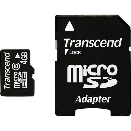Transcend 4 GB Class 6 microSDHC Flash Memory Card TS4GUSDHC6