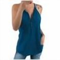 thumbnail image 7 of tarylea Summer Tank Tops for Women Halter V Neck Half Button-Down Fitted Comfy Sleeveless Casual Tunic Tops with Pocket, 7 of 7