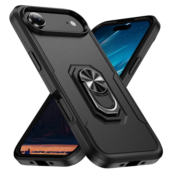 Dteck Case for iPhone Air,Shockproof TPU PC Case Ring Holder Kickstand Back Cover for iPhone Air,Black
