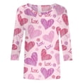 thumbnail image 4 of SZXZYGS T-Shirts Graphiques pour Femmes Crop Top Nœud T-Shirt Manches Trois-Quarts Imprimé Saint-Valentin Col Rond Été 2024, 4 of 4