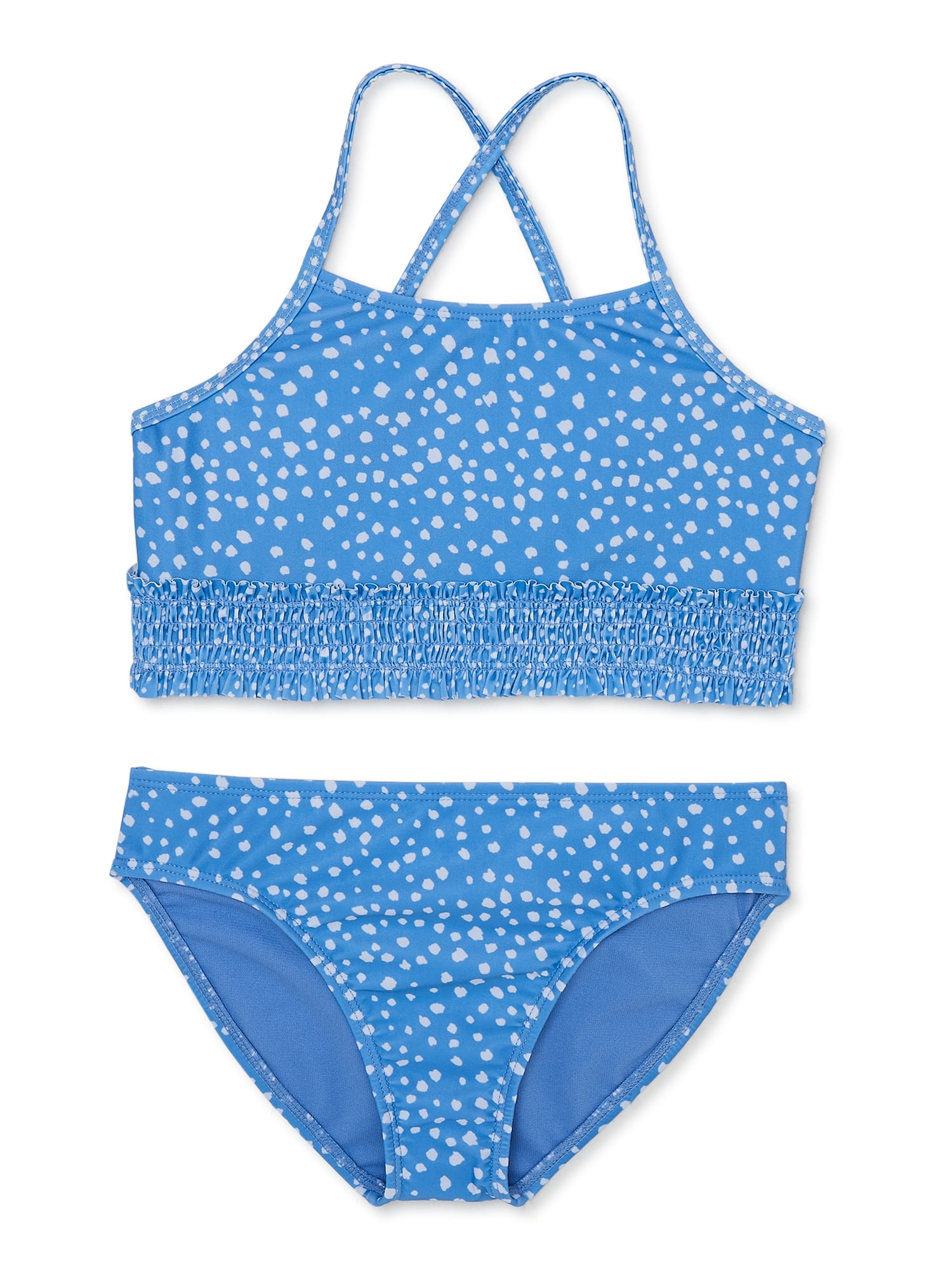 Wonder Nation Girl's Smocked Polka Dot Bikini, 2-Piece, Sizes 4-18