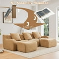 thumbnail image 5 of U-shaped Soft Teddy Fabric Boneless Sofa, Assembly Chaise, No Assembly Required Curved Armrest, Anti-Slip Design 32D High Density Sponge Streamlined Design, Fits Living Rooms Reading Nook (Camel), 5 of 11