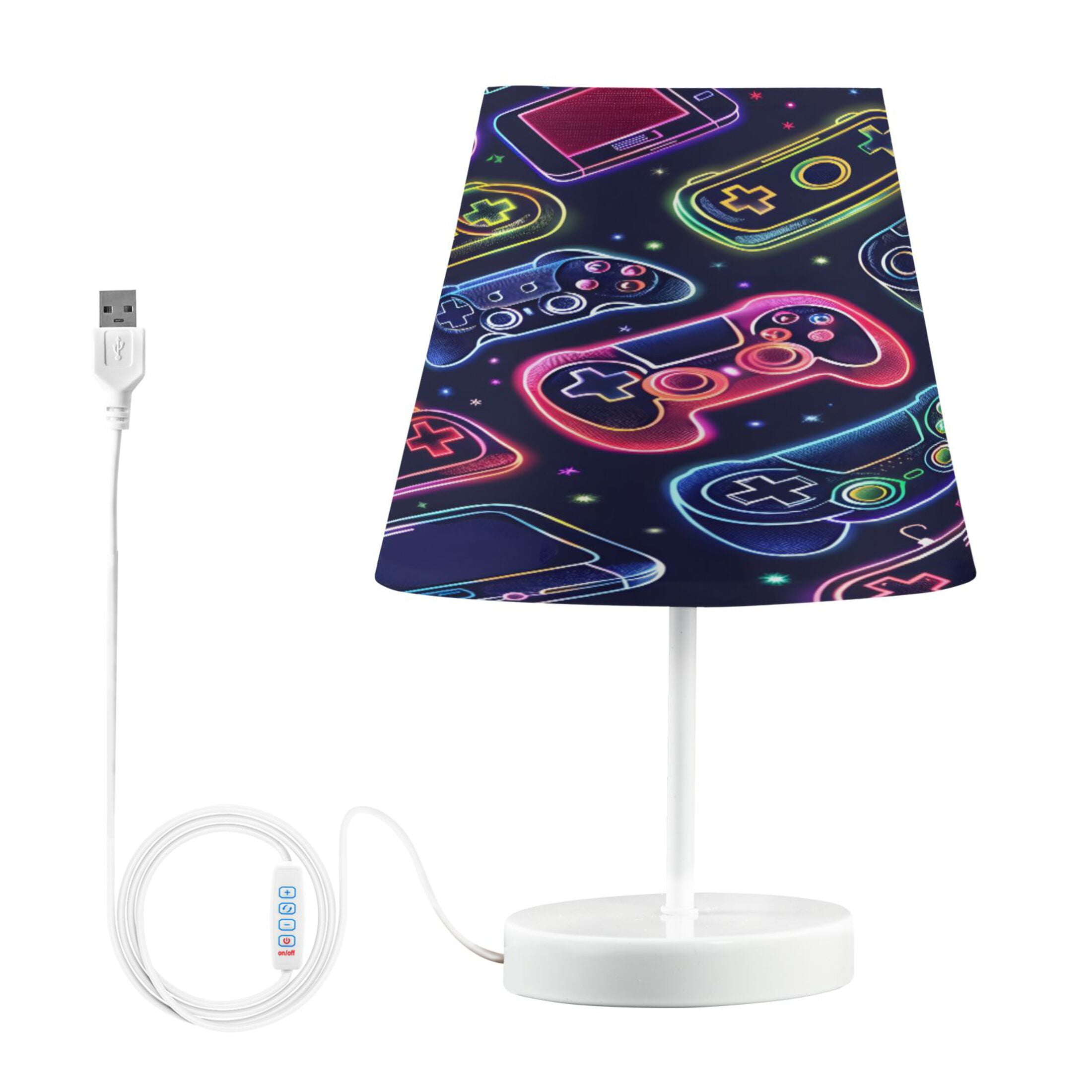 Neon Gaming Joystick Desk Lamp LED Table Nightstand Lamps with 3 Color Temperatures for Home Bedroom Living Room Decor 6x11