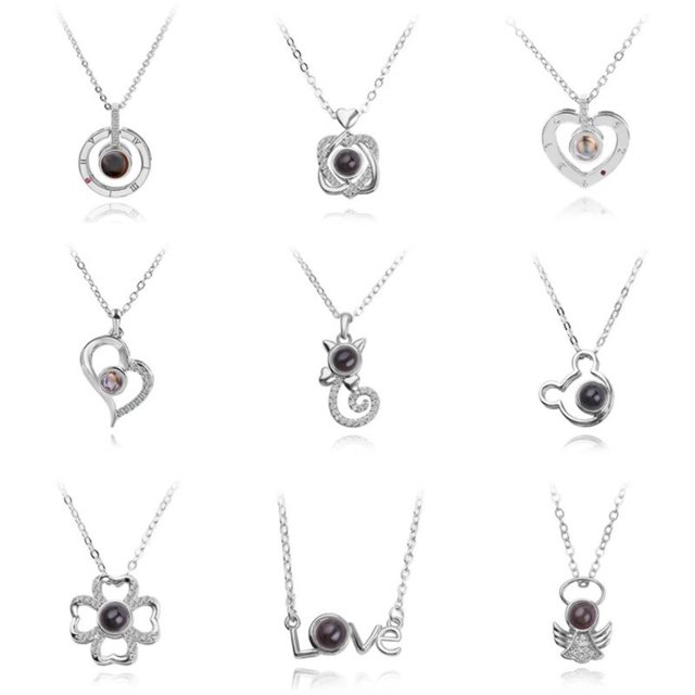 1pcs Car Ornaments Women Love Pendant Choker Gift Lover Christmas Gifts Keepsake Projection 100 Languages I Love You NecklaceF He Qiyong unisex