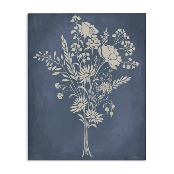 Stupell Industries Garden Bundle over Blue Floral Painting Wrapped Canvas Canvas Art Print Wall Art, 16 x 20