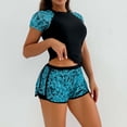 thumbnail image 2 of Tankini Swimsuits for Women Tummy Control Bathing Suit Short Sleeve Tank Top with Boyshort 2 Piece Modest Swimwear, 2 of 7