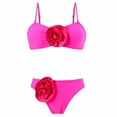 thumbnail image 2 of Elainilye Fashion Women Bathing Suits Two Piece Swimsuit Bikini Three-dimensional Flower Swimsuit Swim Trunks Two-piece Set,Pink, 2 of 9