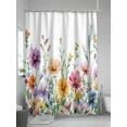thumbnail image 5 of Fsddascl Spring Floral Shower Curtain Set - Long 72" x 84" Washable Bathtub Curtain with 12 Hooks, Yellow Pink Flowers Watercolor Pastoral Waterproof Fabric Stall Shower Curtains for Bathroom, 5 of 6
