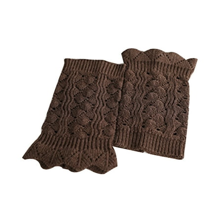 

3 Pair Cute Soft Lace Women Girl Winter Leg Warmers Acrylon Crochet Hollow Knit Boot Socks Toppers Cuffs dark coffee