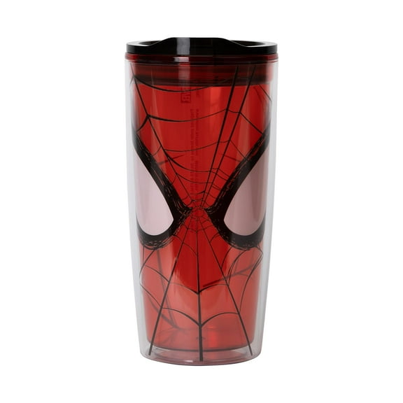Marvel Spider-Man Face Plastic Travel Tumbler With Lid | Holds 20 Ounces