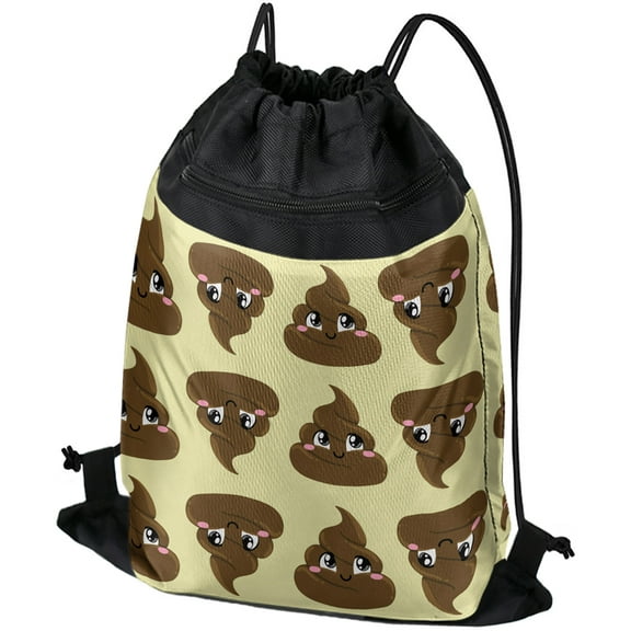 Logovision, Cute Poop Pattern Drawstring Backpack Sports Bag Sackpack 17" x 13", Perfect for Gym, Yoga or Practice