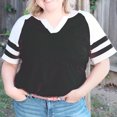 thumbnail image 2 of Vergoodr Plus-Size Tops for Women Summer V Neck T Shirts Color Block Raglan Tees, 2 of 4
