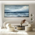 thumbnail image 3 of Large Blue Ocean Wave Oil Painting on Canvas Gray Sky Wall Art Original Abstract Seascape Painting Blue Grey Sea Living Room Wall Decor,Unstretched,Frameless,(91*182cm)36*72lnches, 3 of 5