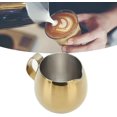 thumbnail image 4 of Milk Frothing Pitcher 600ML, Coffee Milk Cup, Insulated Stainless Steel Coffee Milk Frother Cup Espresso Steaming Pitcher with Handle, Milk Frother Cup for Latte Art, Gold, 4 of 8
