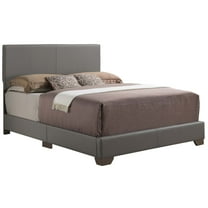 Glory Furniture Aaron Faux Leather Upholstered Full Bed in Light Gray