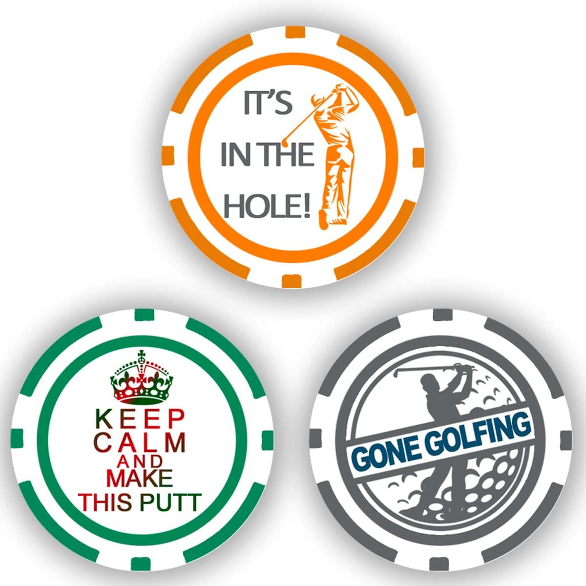 DA VINCI Golf Ball Marker Poker Chip Collection, 11.5 Gram Chips (3