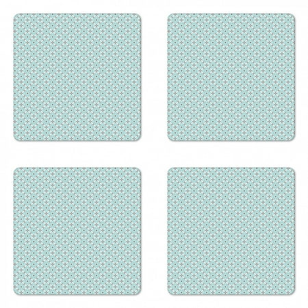 

Moroccan Coaster Set of 4 Continuous Traditional Floral Inspired Mediterranean Square Hardboard Gloss Coasters Standard Size Seafoam Grey by Ambesonne