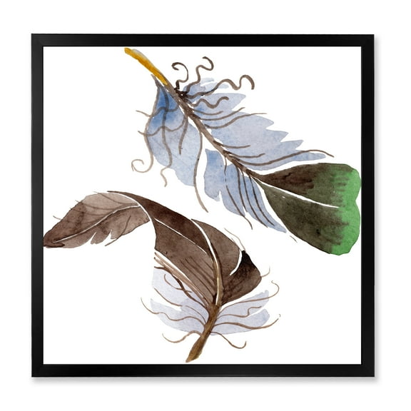 Designart 'Abstract Green Bird Feather From Wing' Bohemian & Eclectic Framed Art Print