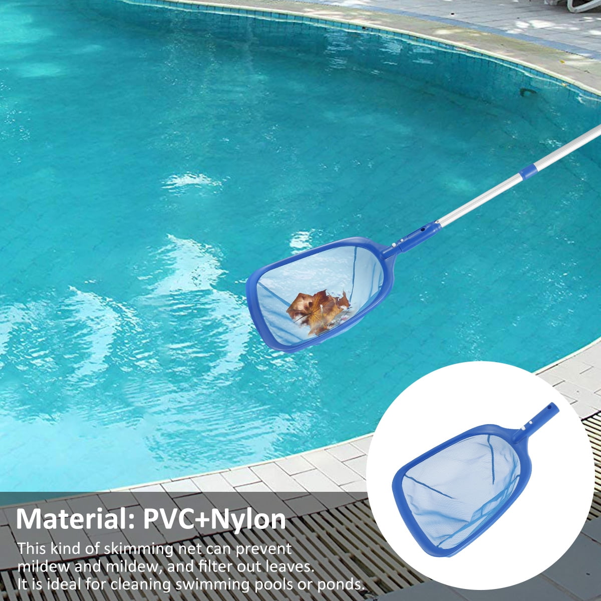 Pool Skimmer Net with 17.535.5inch 3Section Telescopic Aluminum Pole