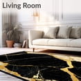 thumbnail image 2 of ODIKA 5'x7' Machine Washable Non-Slip Area Rug, Non Slip Indoor Door Black Gold Marble Rock High Traffic Rug, Black, 83172, 2 of 7