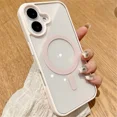thumbnail image 1 of Fashion Clear Magnetic For Magsafe Wireless Charge Case For iPhone 16 15 14 Plus 13 12 Mini 11 Pro Max XS Max XR Acrylic Cover Pink For iPhone 14 ProMax, 1 of 6