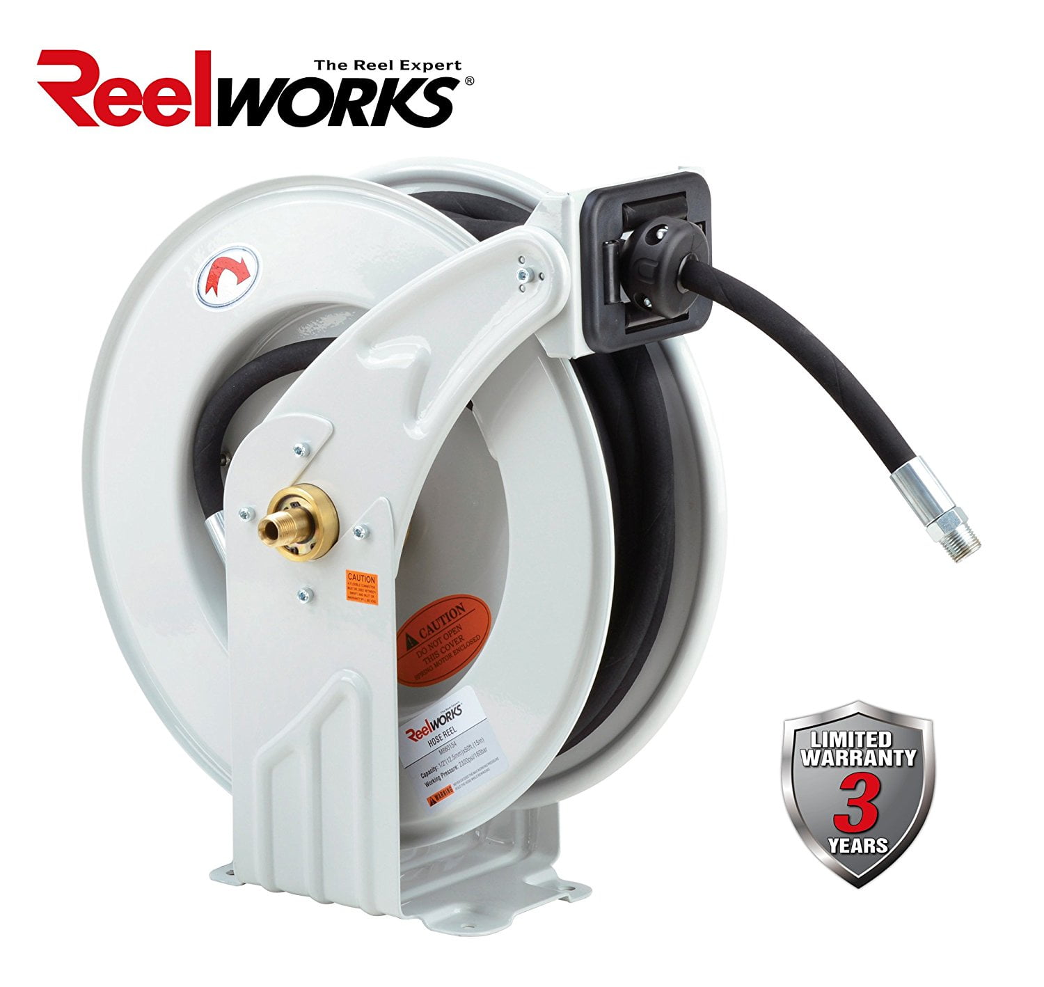 REELWORKS Heavy Duty Spring Driven Hose Reel (1/2" x 50 Ft. Dual OIL