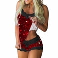 thumbnail image 2 of Women's Valentine's Day Lace Sling Tank Top and Spliced Shorts 2 Piece Pajama Set, 2 of 5