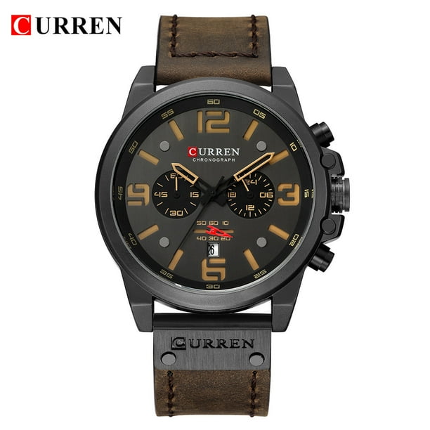 Reloj de cuarzo para hombre, Relojes para hombre, Relojes para hombre, Calendario deportivo, Cronógrafo de cuero, Reloj de cuarzo, Reloj de cuarzo