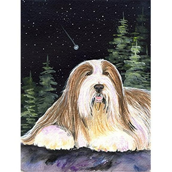 Starry Night Bearded Collie Flag - Garden Size, 11 x 15 in.