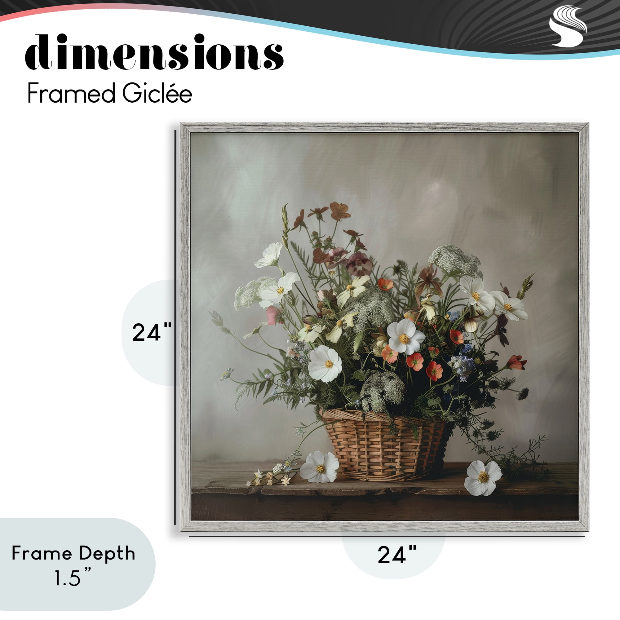 Stupell Industries Flowers In A Basket Arrangement Gray Framed Giclee Art, design by Lazar Studio