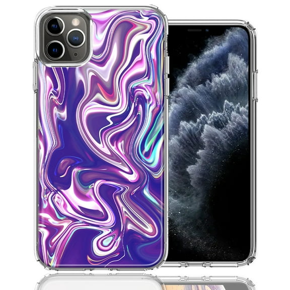 MUNDAZE For Apple iPhone 12/iPhone 12 Pro Purple Paint Swirl Design Double Layer Phone Case Cover