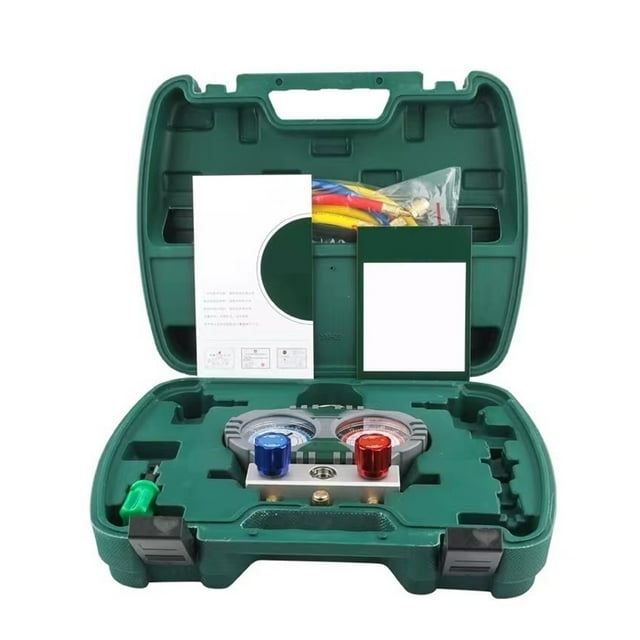 Car Air Conditioning Pressure Manifold Gauge Hose Kit For R134A R410 R22 Refrigerant Set With Storage Box