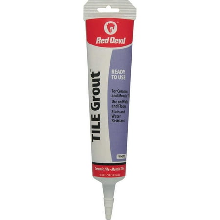 Tile Grout - Red? Devil 425 Pre-Mixed Tile Grout?, 5.5 oz, Squeeze Tube, White, Paste