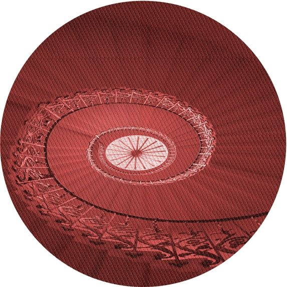Ahgly Company Machine Washable Indoor Round Transitional Cranberry Red Area Rugs, 6' Round