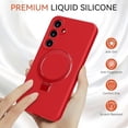thumbnail image 5 of KOMI for Galaxy S25 Case with Stand, Slim Liquid Silicone Phone Cases for Samsung Galaxy S25 Compatible with MagSafe, Full Camera Protection Magnetic Kickstand Case for Samsung S25, Red, 5 of 9